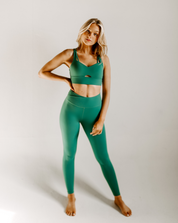 Durable exercise pants in green