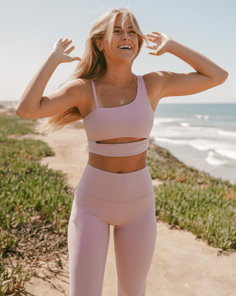 
                  
                    Pink sports bra for daily yoga practice
                  
                