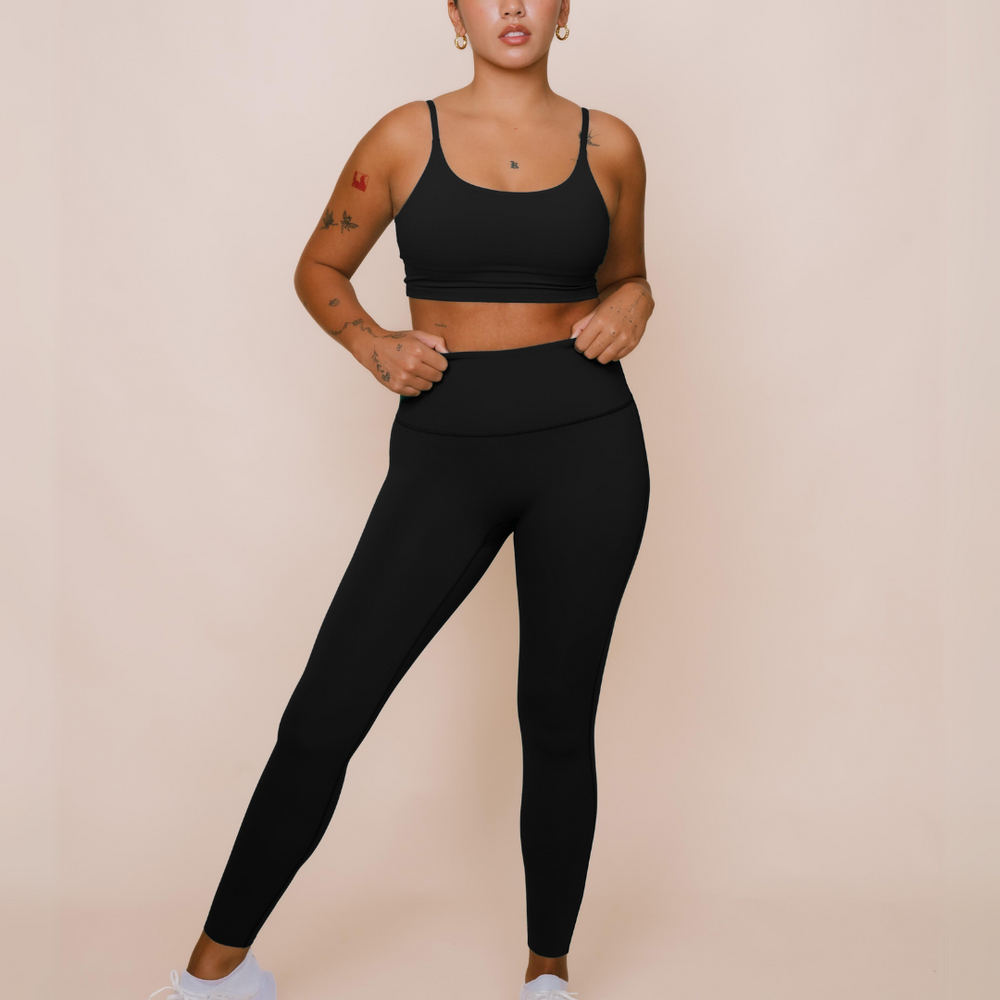 High waisted black leggings for yoga