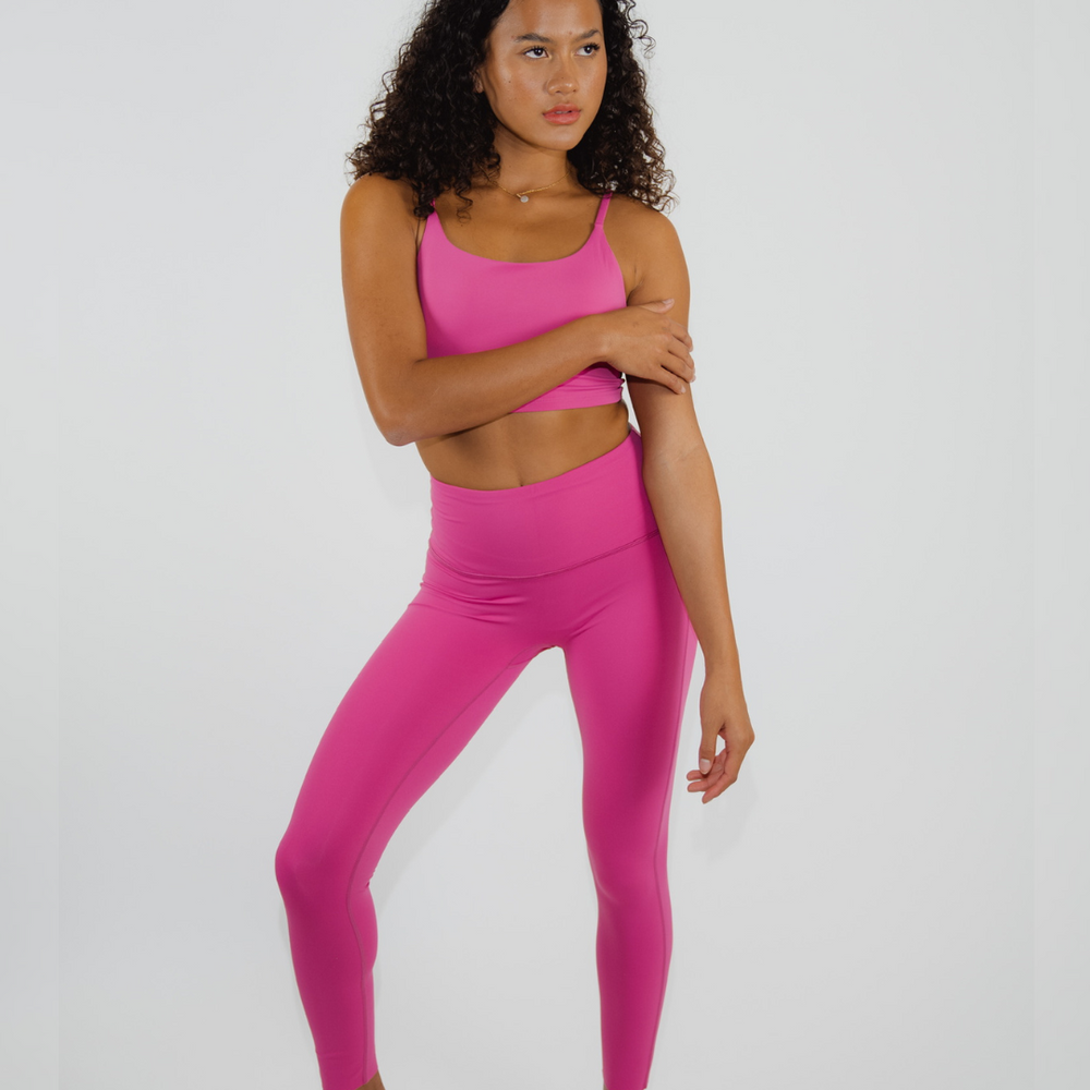 Supportive bold pink yoga outfit