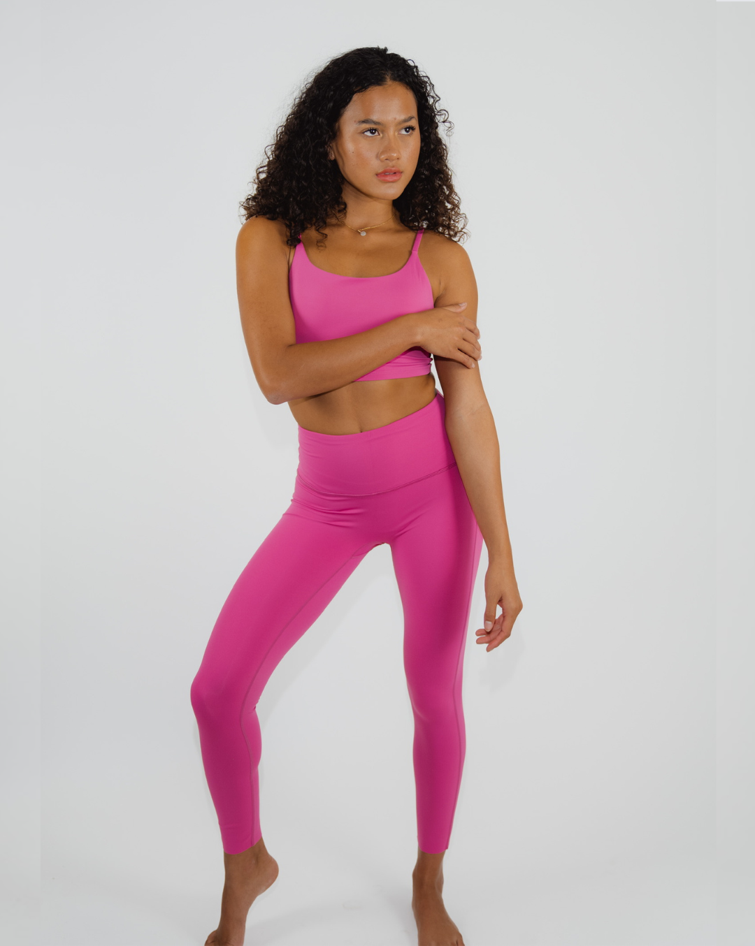 Supportive bold pink yoga outfit
