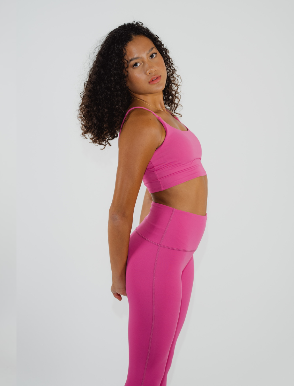 Chic and trendy yoga ensemble in hot pink