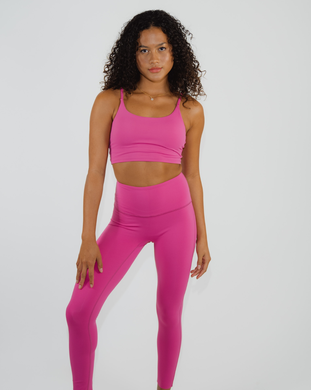 Comfortable vibrant workout ensemble in hot pink