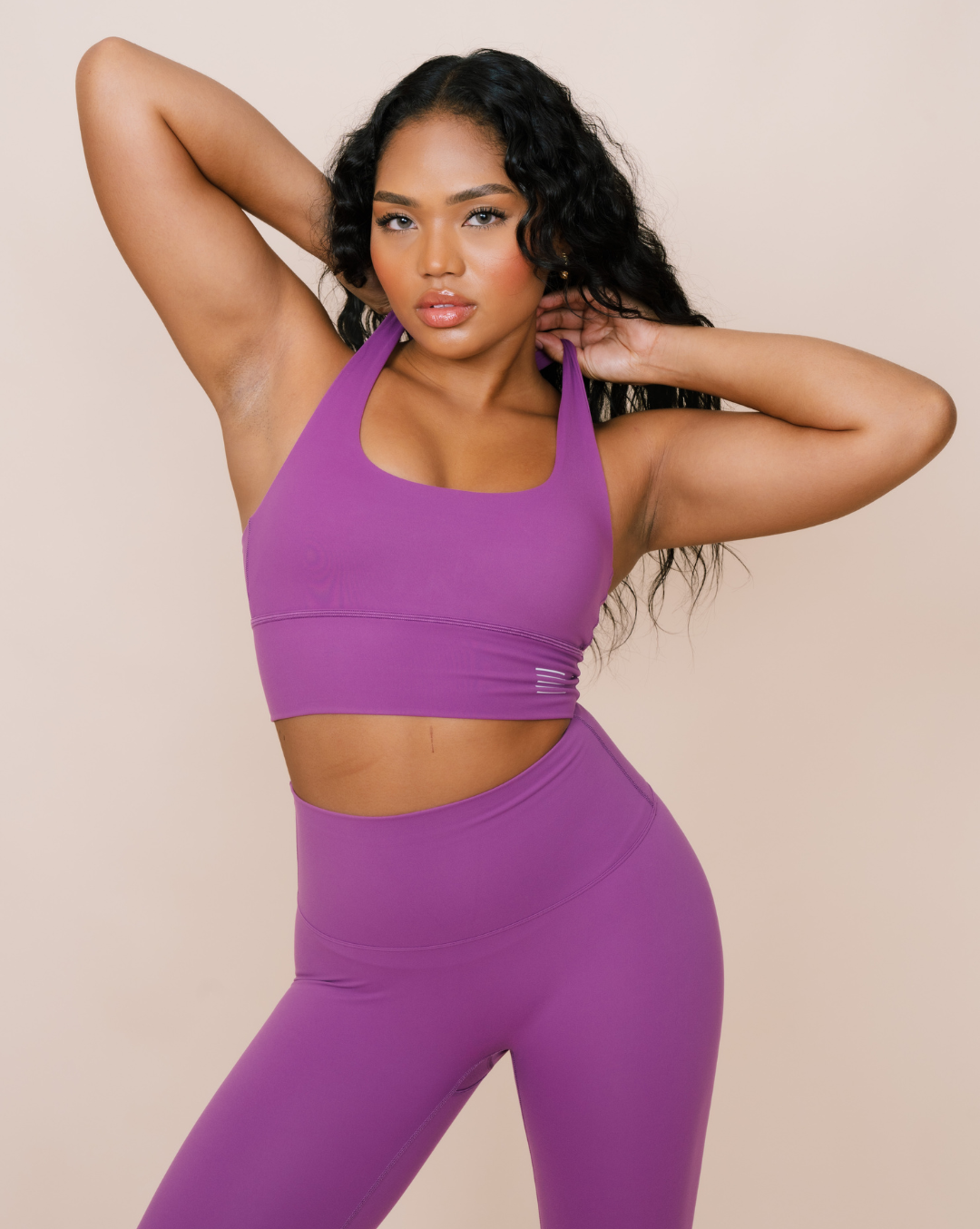 Mindful movement with comfortable purple attire