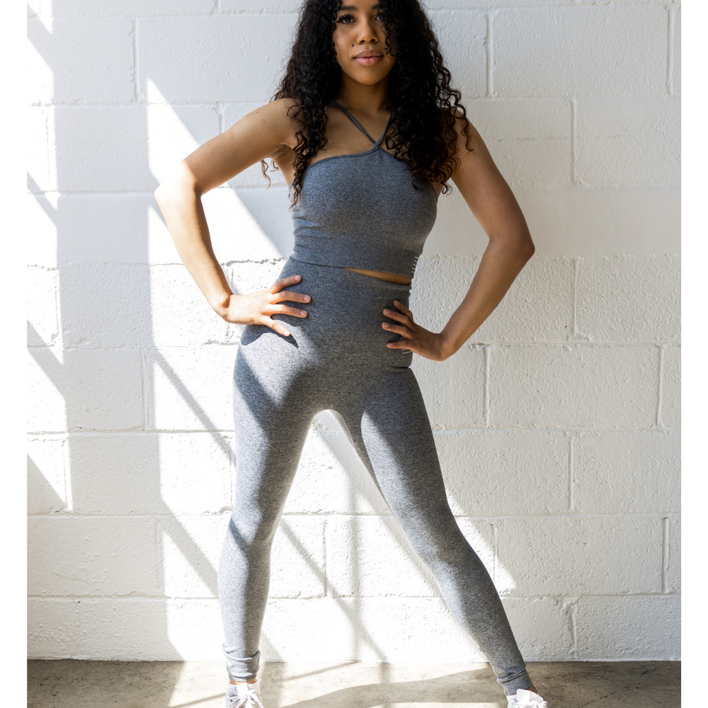 Supportive and chic gray yoga set