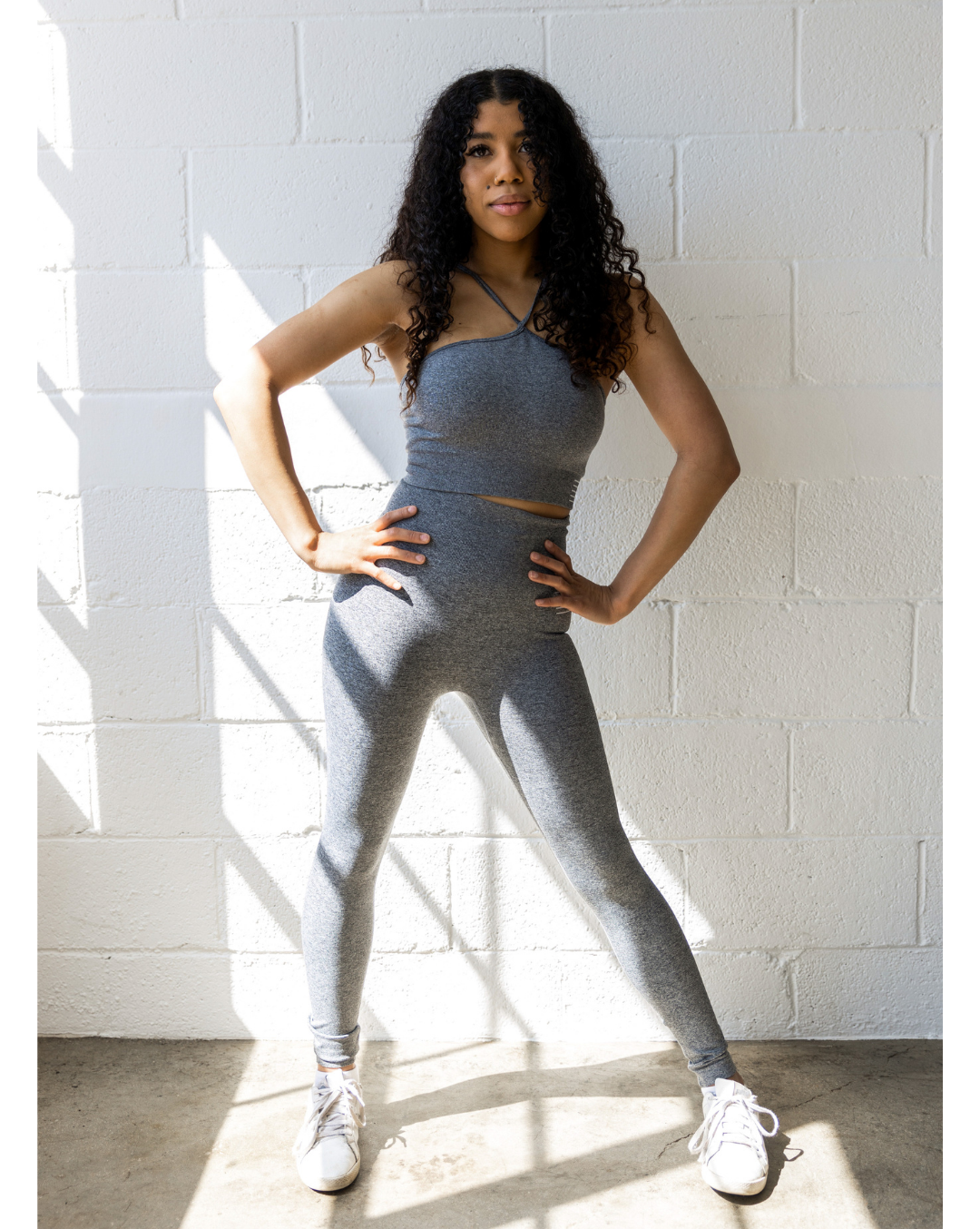 Supportive and chic gray yoga set