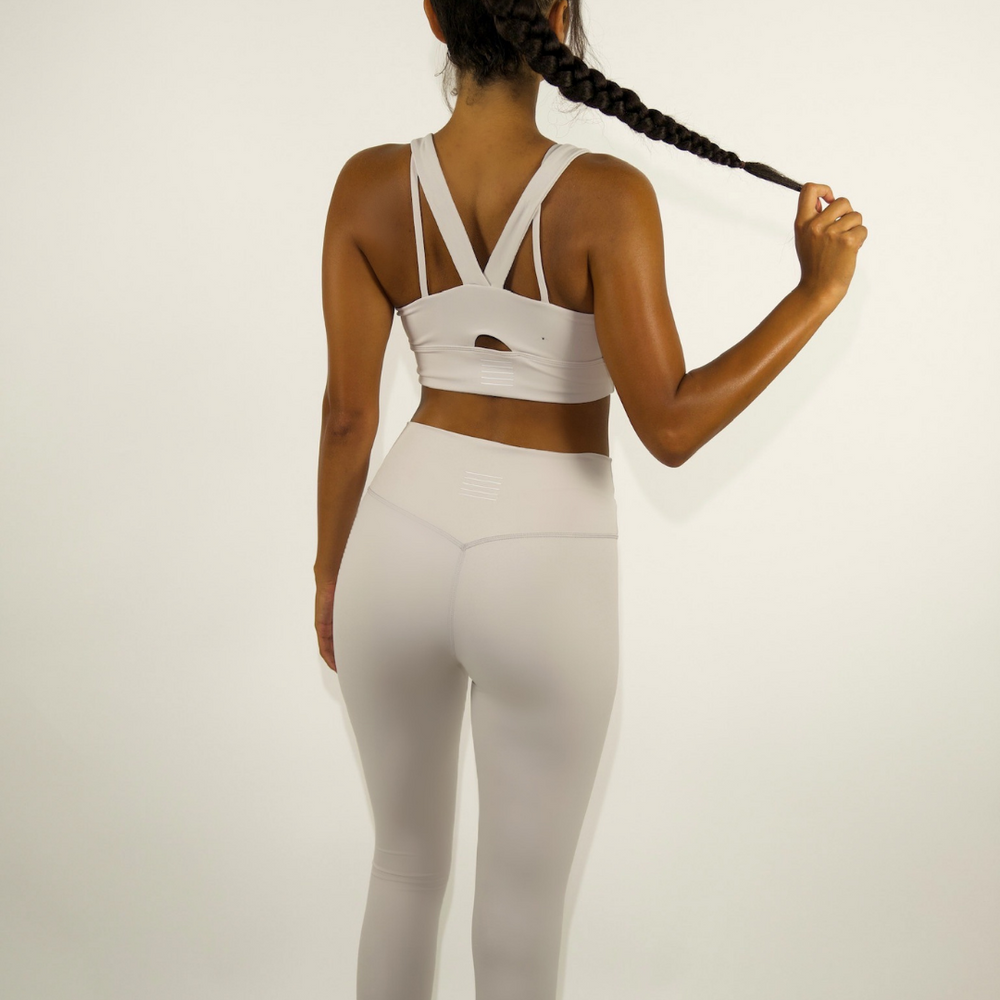 Moisture-wicking white fitness leggings